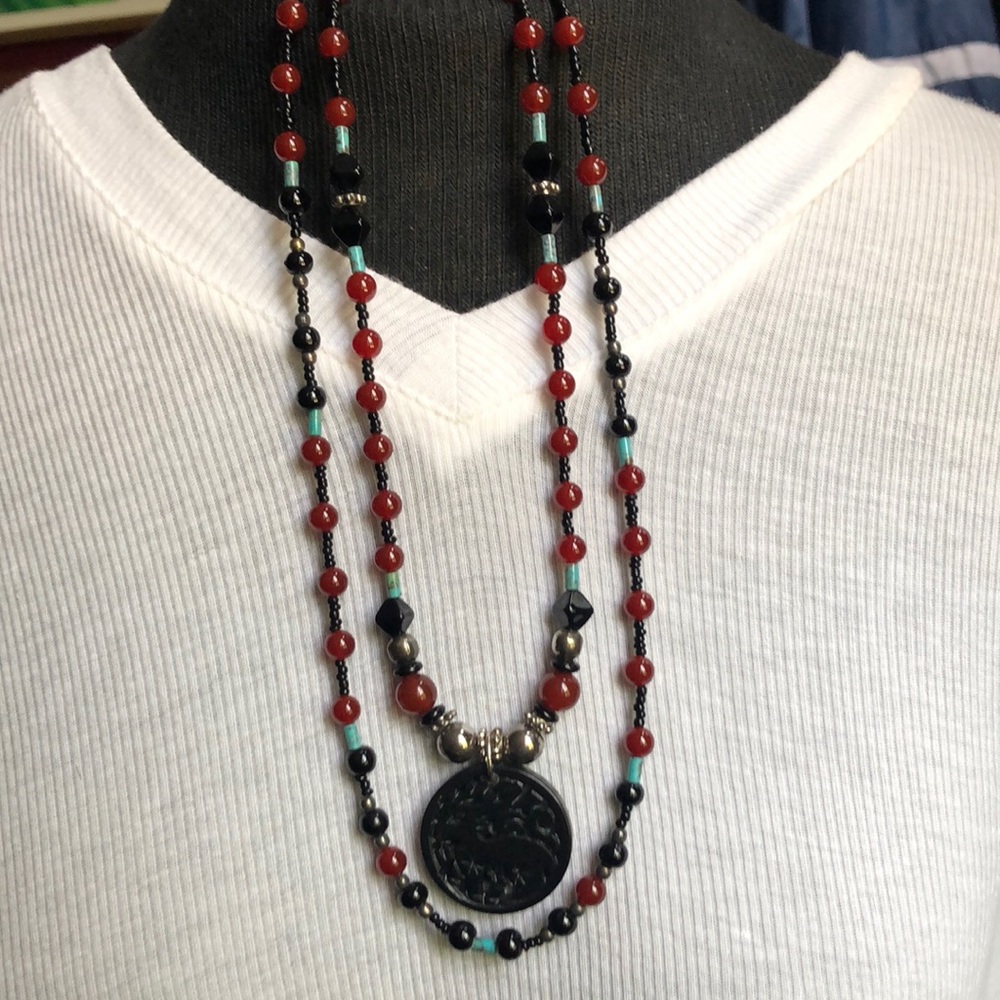 Double Stranded Handcrafted Natural Gemstone Neck… - image 1